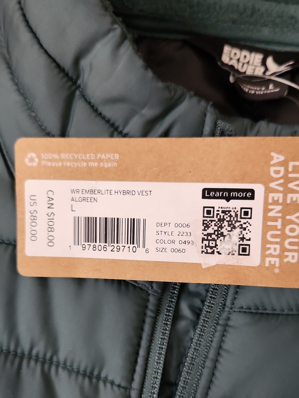 Eddie Bauer Emberlite Hybrid Vest - Alpine Green - Picture 9 of 12